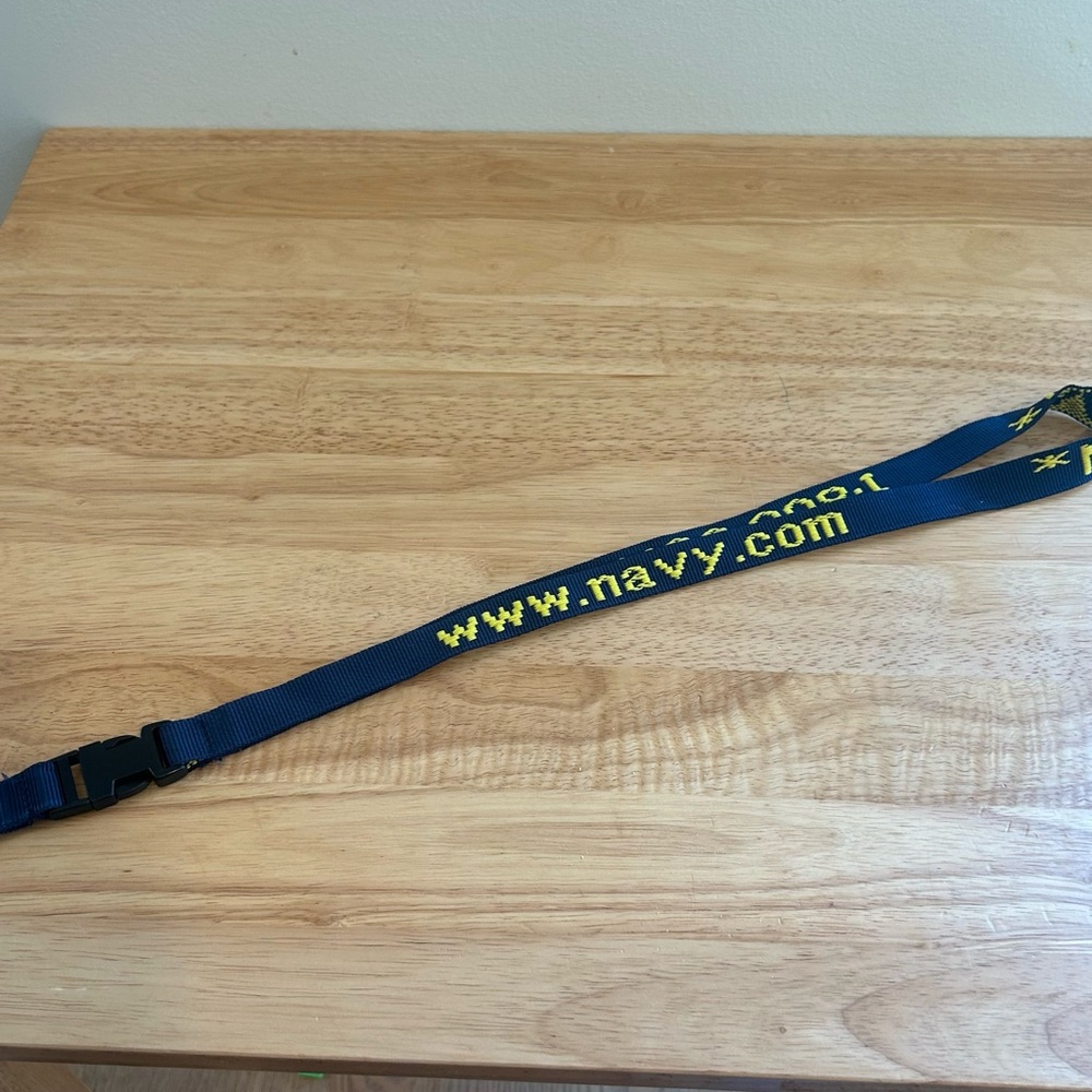 USA Navy Lanyard‎ Neck Strap Key Ring Blue With Yellow Lettering